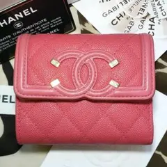 CHANELシャネル❣️CCフィリグリーキャビアスキン❣️コンパクトウォレット