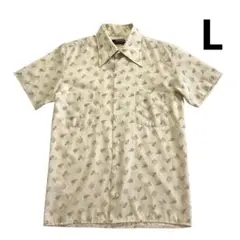 70s Arrow 総柄 コットンポリシャツ L ベージュ BOX