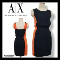 ARMANI EXCHANGE ミニワンピース バイカラー黒オレンジ タイト