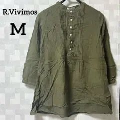 美品✨️R.Vivimos 【M】オリーブ色 チュニック 7分袖 ハーフボタン