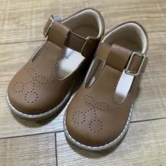 プティマイン サンダル チェリー アイレットシューズ 茶色 キャメル 16cm