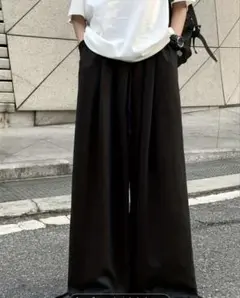 スウェット　ワイド パンツ　ブラック