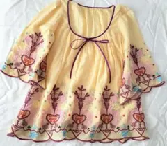 ☆美品☆FREE'S SHOP　半袖ブラウス　チュニック　　刺繍　マタニティ