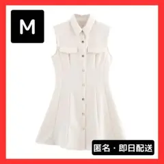 【新品】クレープミニワンピース M エクリュ ZARA