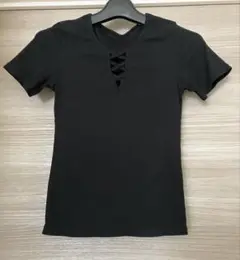 GRL グレイル ブラック クロスデザイン半袖Tシャツ