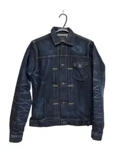 ●中古 KURO クロ 濃紺インディゴ1stデニムジャケット ハチノス フェード