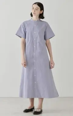 LE GLAZIK コットン シャツワンピース STRIPE