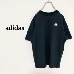 【アディダス】　Tシャツ　半袖　ブラック　ワンポイント　刺繍　Sサイズ 黒