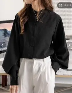ABITOKYO ☆ ボリュームスリーブ シャツブラウス　ブラックM