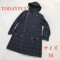 TODAYFUL トゥデイフル ロングコート 厚手 アシンメトリー チェック 黒