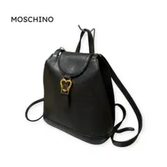 美品 MOSCHINO リュック バックパック レザー ハート ブラック