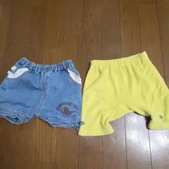 デニムとタオル生地のショートパンツ80