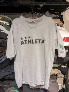 ATHLETA グレー ロゴTシャツ 　リバースウィーブ