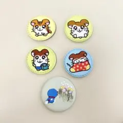 新品　とっとこハム太郎　缶バッジ　ドラえもん　布素材　ハム太郎　ねてるくん