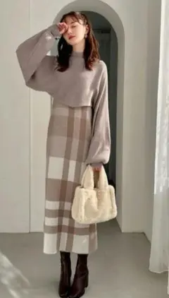 〈新品〉GRL ニットロングワンピース クロップ丈トップスセットアップ