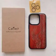 Calveit 木目調 iPhoneケース カメラ保護レンズ