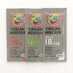 【HA×1】14番 16番 18番 3パック オルガン ミシン針 家庭用 職業用