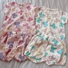 【新品未使用】クマ柄 パジャマ セットアップ 双子 女の子 男の子 80サイズ