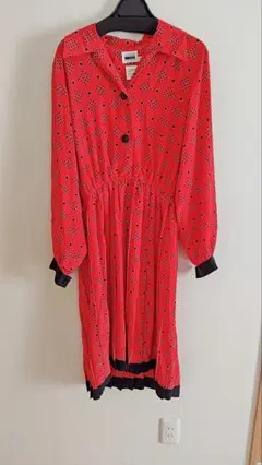 LESLIE FAY　アメリカ古着　USA　ワンピース　赤　四角