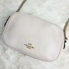 コーチ✨ ショルダーバッグ アイラ チェーン 肩がけ ロゴ金具 レザー 白