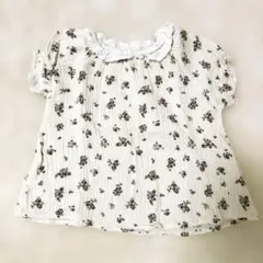 しまむら　juo コットンブラウス　小花柄　ベージュ　100cm
