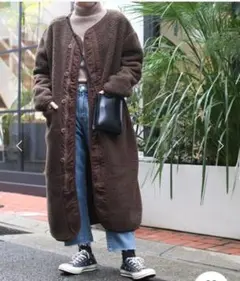 CANAL JEAN via jボアロングノーカラーコート
