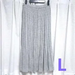 ユニクロ　グレー 花柄 プリーツスカート　L