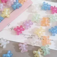 【AB37】蓄光 くまビーズ　カラフルミックス　20個