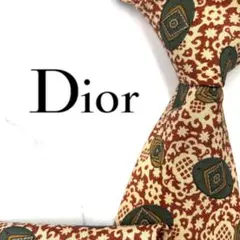 ◆美品◆Christian Dior ネクタイ 赤 白 幾何学模様 カジュアル