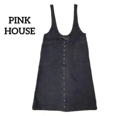 PINK HOUSE ブラック デニム リボン ジャンスカ カネコイサオ