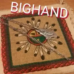 希少・廃盤!【BIGHAND】フェザー彫刻 シルバーネックレス
