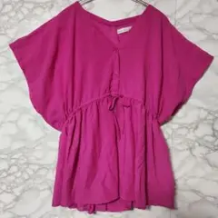 値下げ中❗ハピネスK ブラウス ウエストギャザー フレア Vネック ペプラム