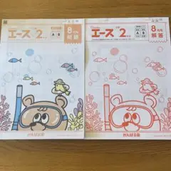 がんばる舎　エース 小学2年生 / 8月号 問題と解答セット