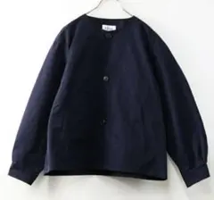 美品 LE GLAZIK ポリエステルタフタブルゾン 36/ネイビー ジャケット