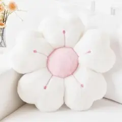 花型クッション ホワイトとピンク