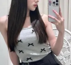 epine ribbon cup in tanktop　グレーリボンタンクトップ