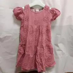petit main ピンク刺繍ノースリーブワンピース 120