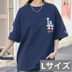 【別注】MLB公式 ドジャース ロゴワッペン刺繍 半袖 Tシャツ Lサイズ