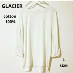 GLACIERグラシア　長袖カットソー　バルーンスリーブ　白　 Lサイズ
