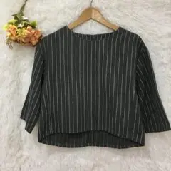 ★FABIA★ファビア ブラウス トップス【L】ジッパー ストライプ シンプル