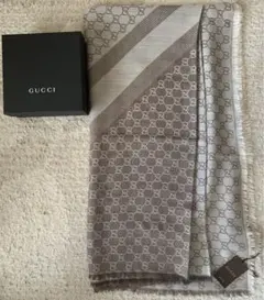 新品未使用 GUCCI グッチ シルク ウール ストール 140 ブラウン系