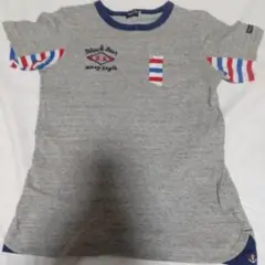 ミキハウス Tシャツ グレー ストライプ