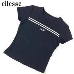 LA3216 ellesse エレッセ 半袖 刺繡Tシャツ ブラック M