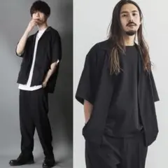 SITRY ポリトロ オープンカラー半袖シャツ&テーパードパンツ セットアップ