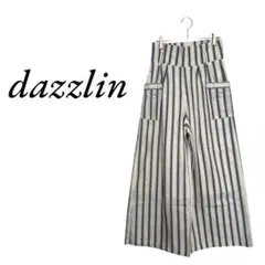 ダズリン ストライプ 総柄 ワイドパンツ 夏 美品 綿100% 涼しげ M