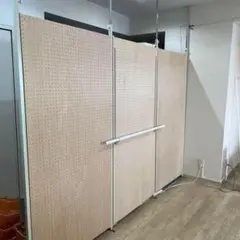間仕切り つっぱりパーテーション3連 パンチング 有孔パネル オフィス フック