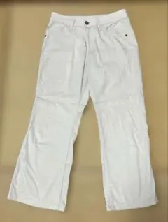 ホワイト ワイドレッグスラックスM
