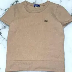 【バーバリー ブルーレーベル 】半袖ニット ホース刺繍 毛100% ベージュ