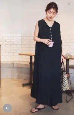 ブラック ノースリーブ ロングワンピース L titivate