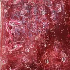 レースカーテン 赤 ピンク 刺繍100×180 2枚セット値下げしまった